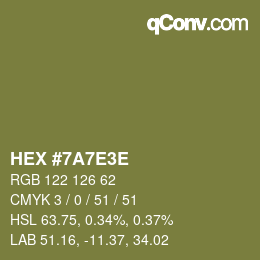 Color code: HEX #7A7E3E | qconv.com