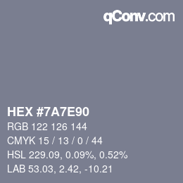 Farbcode: HEX #7A7E90 | qconv.com