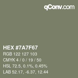 颜色代码: HEX #7A7F67 | qconv.com