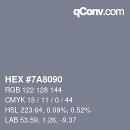 颜色代码: HEX #7A8090 | qconv.com