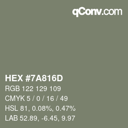 Color code: HEX #7A816D | qconv.com