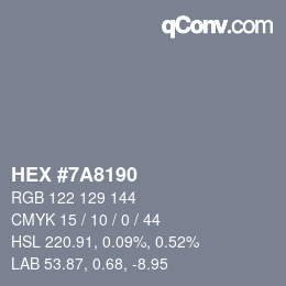 Farbcode: HEX #7A8190 | qconv.com