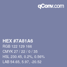 Farbcode: HEX #7A81A6 | qconv.com