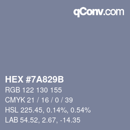 カラーコード: HEX #7A829B | qconv.com