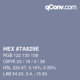 颜色代码: HEX #7A829E | qconv.com