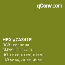 Color code: HEX #7A841E | qconv.com