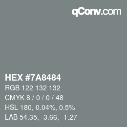 カラーコード: HEX #7A8484 | qconv.com