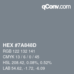 Farbcode: HEX #7A848D | qconv.com