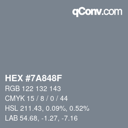 颜色代码: HEX #7A848F | qconv.com