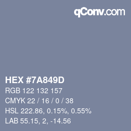 カラーコード: HEX #7A849D | qconv.com