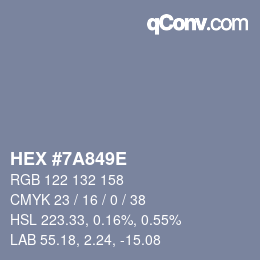 Color code: HEX #7A849E | qconv.com