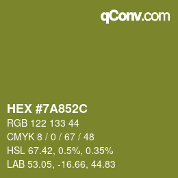 Color code: HEX #7A852C | qconv.com