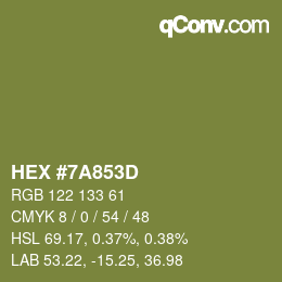 颜色代码: HEX #7A853D | qconv.com