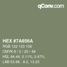 Color code: HEX #7A856A | qconv.com