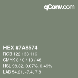 Color code: HEX #7A8574 | qconv.com