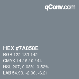 Color code: HEX #7A858E | qconv.com