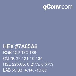 颜色代码: HEX #7A85A8 | qconv.com