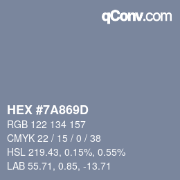 Color code: HEX #7A869D | qconv.com