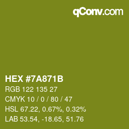 Color code: HEX #7A871B | qconv.com