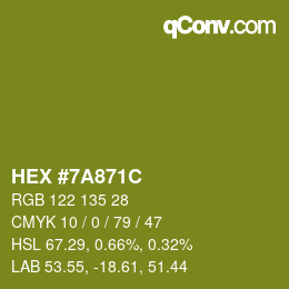 Color code: HEX #7A871C | qconv.com