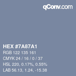 Farbcode: HEX #7A87A1 | qconv.com
