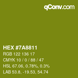 颜色代码: HEX #7A8811 | qconv.com