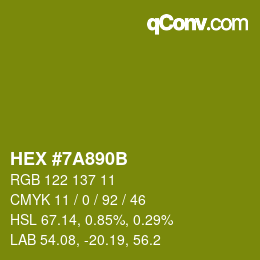 颜色代码: HEX #7A890B | qconv.com