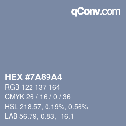 Farbcode: HEX #7A89A4 | qconv.com