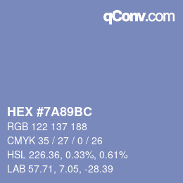 Color code: HEX #7A89BC | qconv.com
