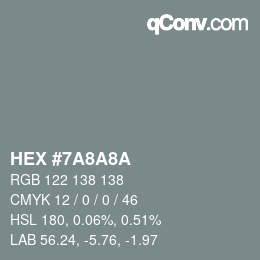 颜色代码: HEX #7A8A8A | qconv.com