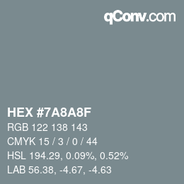 Color code: HEX #7A8A8F | qconv.com