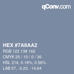 Color code: HEX #7A8AA2 | qconv.com