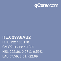 カラーコード: HEX #7A8AB2 | qconv.com