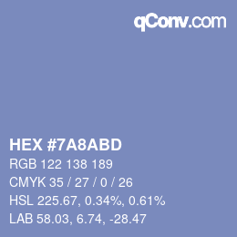 カラーコード: HEX #7A8ABD | qconv.com