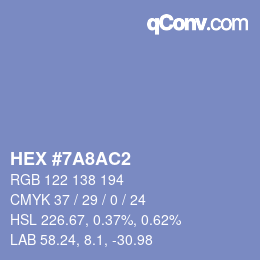 カラーコード: HEX #7A8AC2 | qconv.com