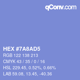 Color code: HEX #7A8AD5 | qconv.com