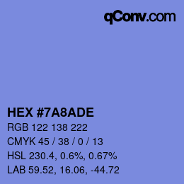 カラーコード: HEX #7A8ADE | qconv.com