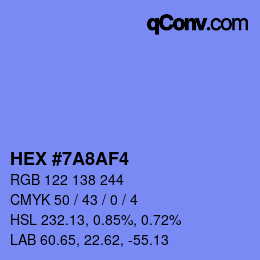 カラーコード: HEX #7A8AF4 | qconv.com