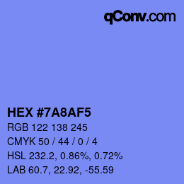 颜色代码: HEX #7A8AF5 | qconv.com
