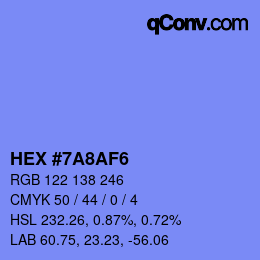 颜色代码: HEX #7A8AF6 | qconv.com