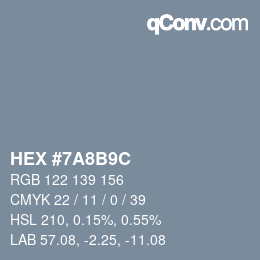 Color code: HEX #7A8B9C | qconv.com