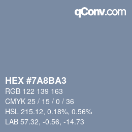 Farbcode: HEX #7A8BA3 | qconv.com