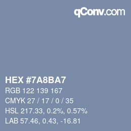 カラーコード: HEX #7A8BA7 | qconv.com
