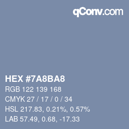 カラーコード: HEX #7A8BA8 | qconv.com