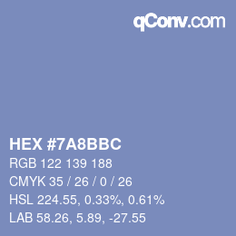 カラーコード: HEX #7A8BBC | qconv.com