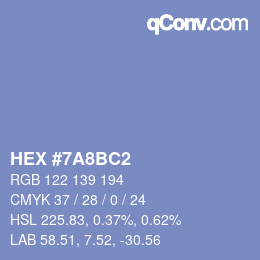 カラーコード: HEX #7A8BC2 | qconv.com