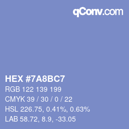Color code: HEX #7A8BC7 | qconv.com