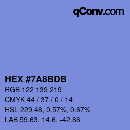 カラーコード: HEX #7A8BDB | qconv.com