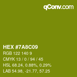 颜色代码: HEX #7A8C09 | qconv.com
