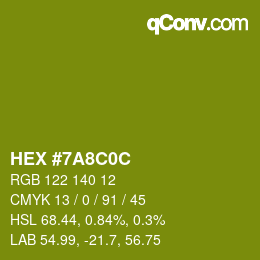 Farbcode: HEX #7A8C0C | qconv.com